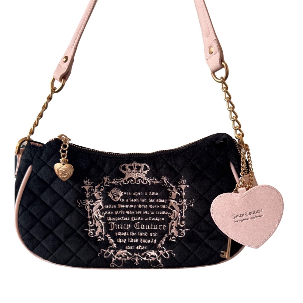 Juicy Couture Black‎ Pink Powder With Heart Key Charm Bag NWT